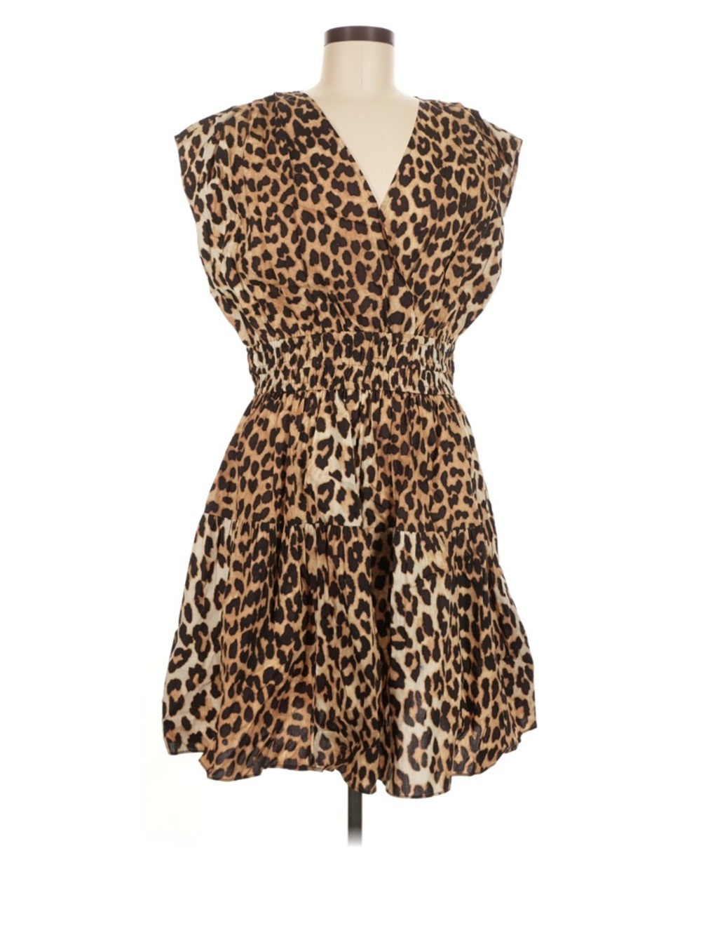 H&M Leopard Print V-Neck Smocked Waist Dress